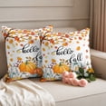 thumbnail image 6 of Outdoor Pillow Covers 18x18 Set of 2, Thanksgiving Waterproof Patio Throw Pillow Covers for Couch Sofa Chair, Fall Maple Leaf Orange White Pumpkin Decorative Pillowcases for Throw Pillows, 6 of 9