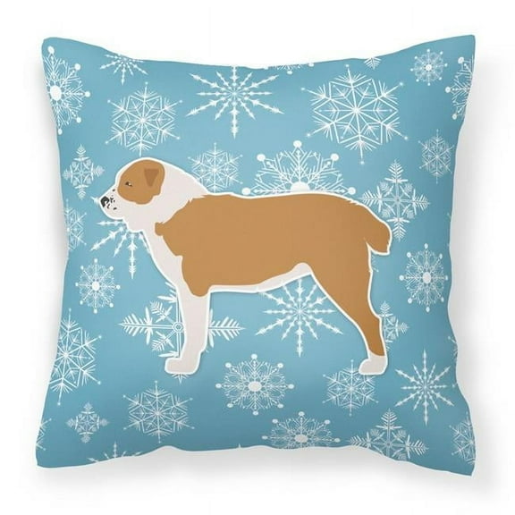 Winter Snowflake Dog Profile Art Fabric Decorative Pillow