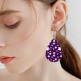 thumbnail image 2 of SUSHANG Independence Day Flag Earrings American Independence Day Flag Pattern Earrings Faux Leather Teardrop Shape Lightweight Colorblock Casual, 2 of 3