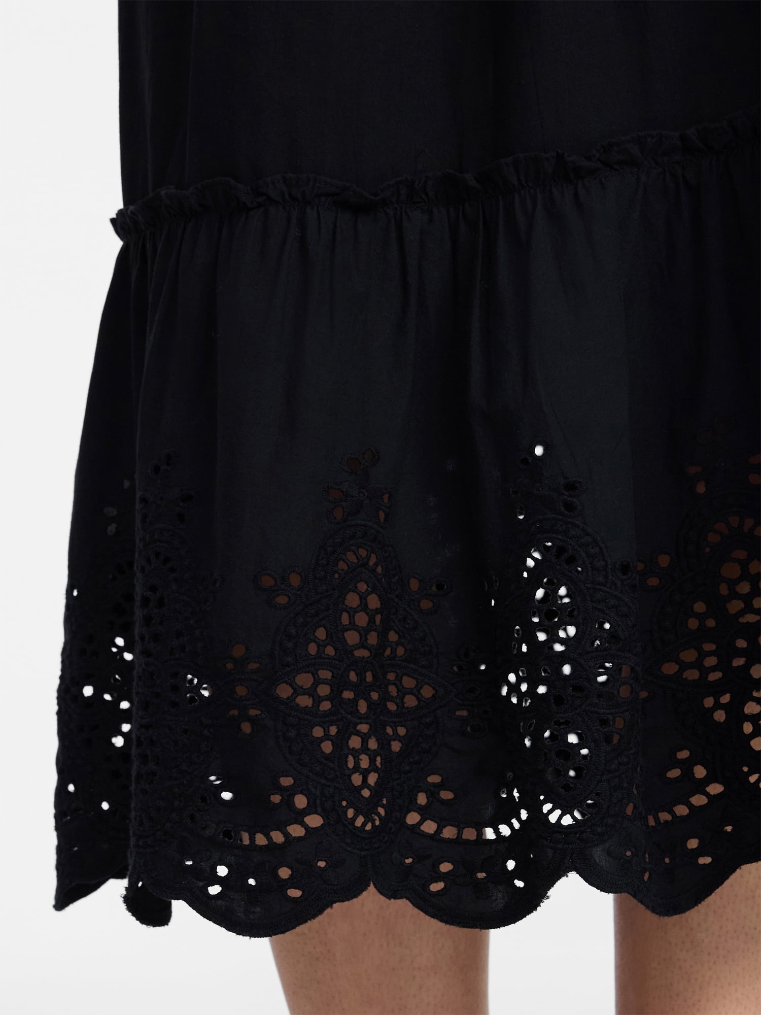 Time and Tru Women's Cotton Eyelet Hem Midi Skirt, Sizes XS-XXXL