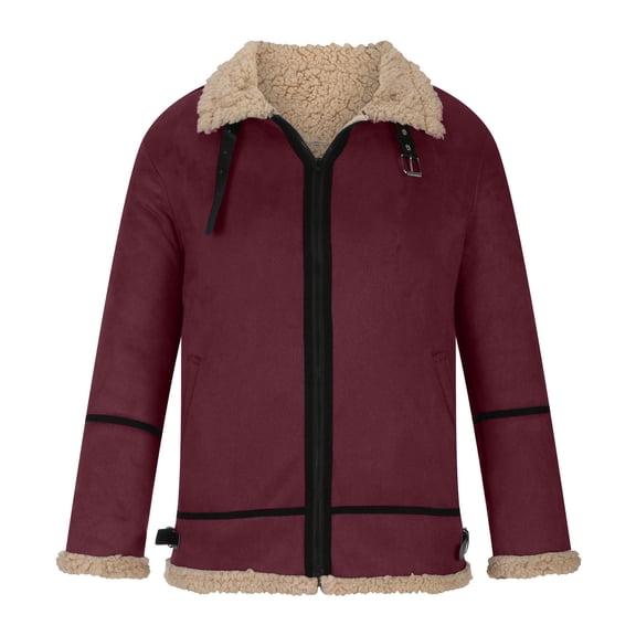 Jackets for Men Fleece Large Lapel Zip Cardigan Jacket Fashion British Style Solid Color Thermal Outerwear