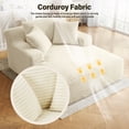 thumbnail image 5 of Aukfa Corduroy Chaise Lounge Chair, Oversized Indoor Lounger Floor Sofa Bed for Living Room, Bedroom, Small Space,White, 5 of 9