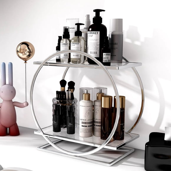 Bandeja organizadora de perfumes YIWANFW de 2 niveles para tocador de dormitorio