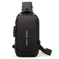 thumbnail image 4 of Bolso Pecho Antirrobo con Puerto Carga USB para Hombre Bandolera Bandolera Pecho Mochila Multiusos Deporte y Ocio Bolso Moto Hombre Piel Ligero a Prueba Salpicaduras-Negro, 4 of 9