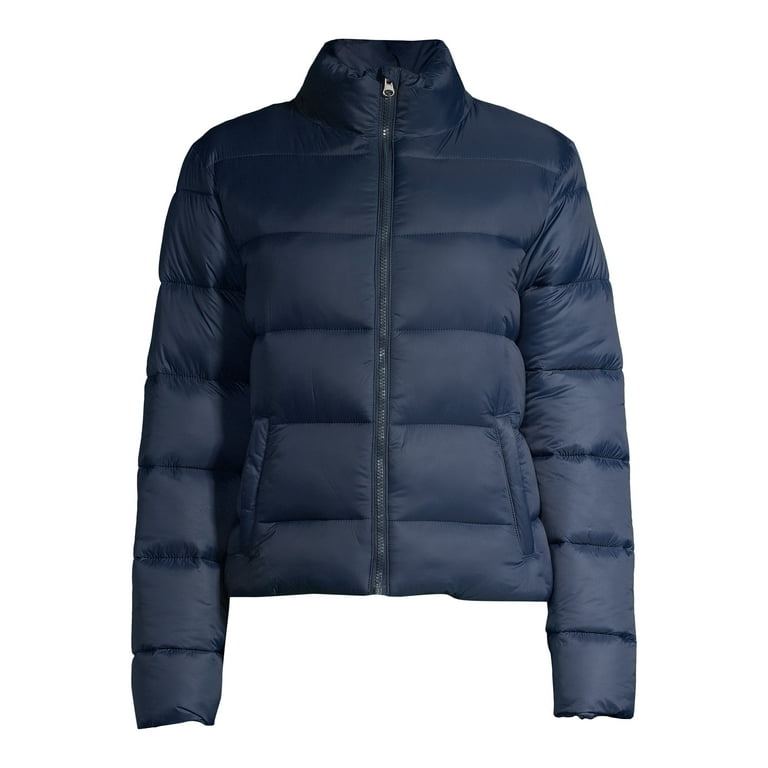 Navy blue cropped puffer cheap jacket