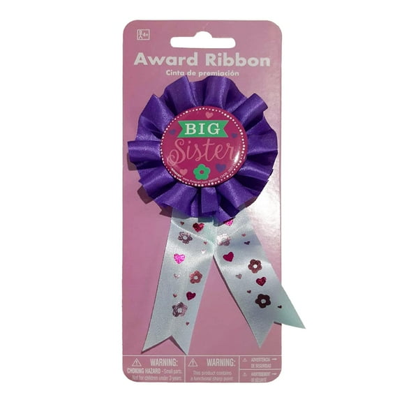 Baby Shower Purple 'Big Sister' Guest of Honor Ribbon (1ct)