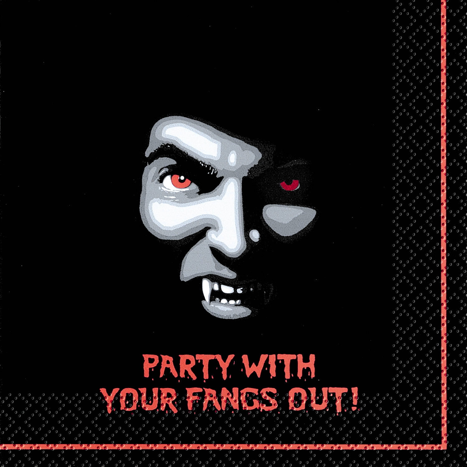 Vampire Halloween 10" Beverage Napkins, Black Gray White Red, 24ct