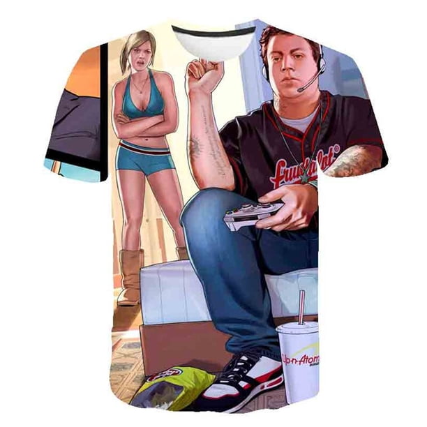 Juego para niños GTA 5 Camiseta Niños para niña Niño Niñas Niños Imprimir 3D Camisetas Niño Bebé Tops Ropa GTA 5 Camiseta Clothes9T Gao Jinjia LED