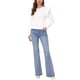 thumbnail image 2 of Suéteres cortos para mujeres, pulóver, cuello redondo, bonitos, manga larga con volantes, suéteres, atuendos casuales 2025, L, blanco, 2 of 6