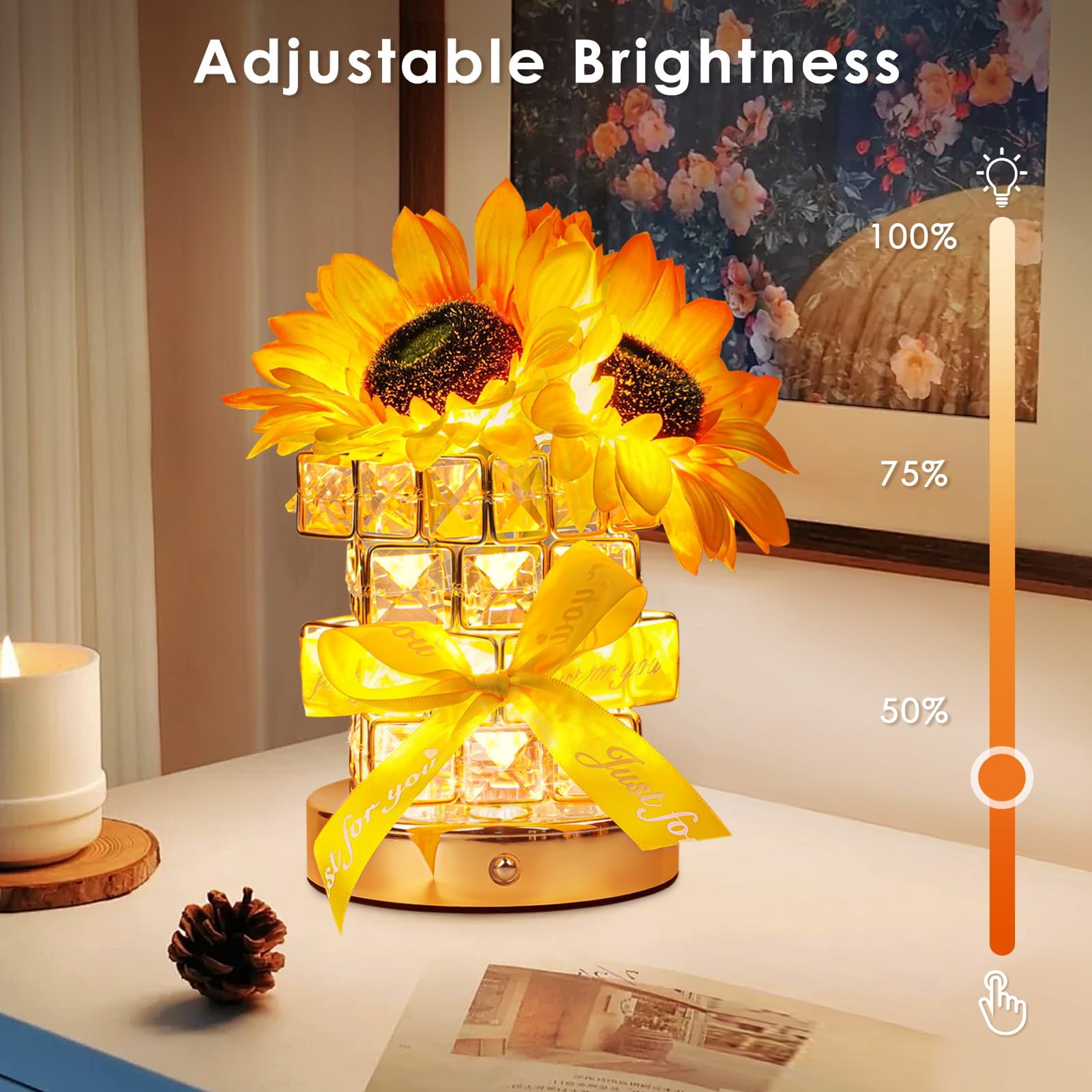 Sunflower Table Lamps, Creative Gifts for Mom Women, Night Light for Bedroom Decor, Birthday Gift Mother's Day Gifts for Women