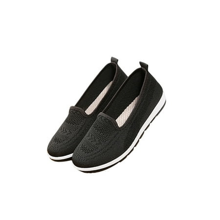 

Daeful Womens Walking Shoe Slip-ons Flats Mesh Sneakers Breathable Comfort Loafers Women Casual Black 6.5