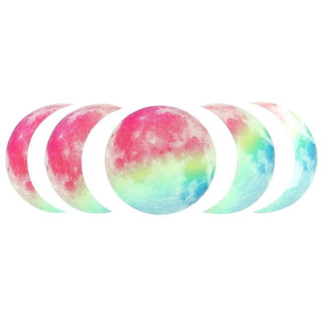 5 unids/set Luna luminosa oscura brillante pegatinas de pared para habitación de niños decoración SetRainbow - luz verde