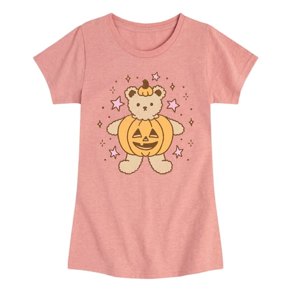 Instant Message - Bear Pumpkin Fitted Short Sleeve Graphic T-Shirt