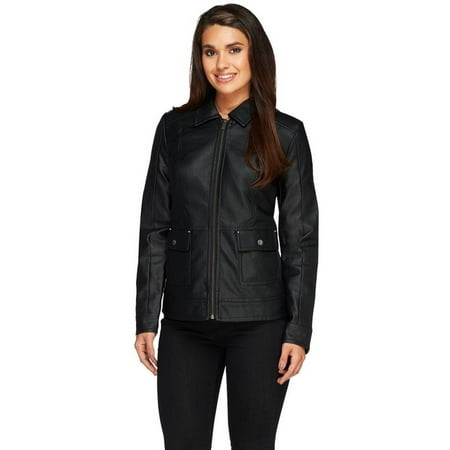 Dennis Basso Faux Leather Bomber Jacket A258485