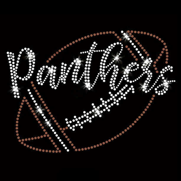 Panthers Script Football Iron on Clear Rhinestone and Rhinestud ...