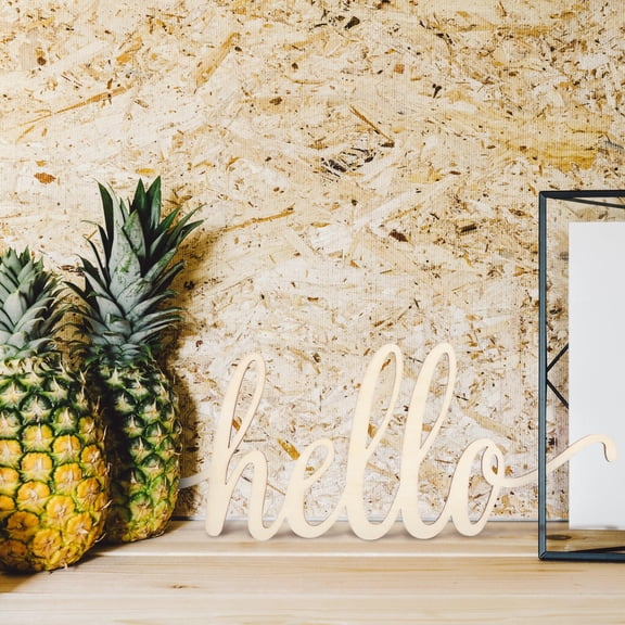 OUNONA Beige Wood Sign for Home Decor with Smooth Cutout Perfect for DIY Decoration and Parties