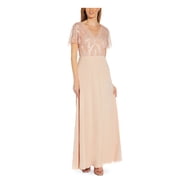 DONNA KARAN NEW YORK Womens Pink Zippered Lined Scoop Back Seamed Pullover Printed Sleeveless Scoop Neck Maxi Fit + Flare Dress
