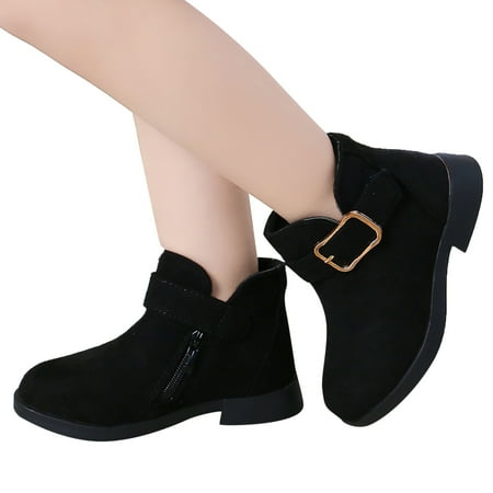 

LIhncine Girls Boots Girls Shoes Fashion Solid Color Short Boots Non Breathable Women Boots Toddler Baby Girls Boot(Black 7-8 Years)