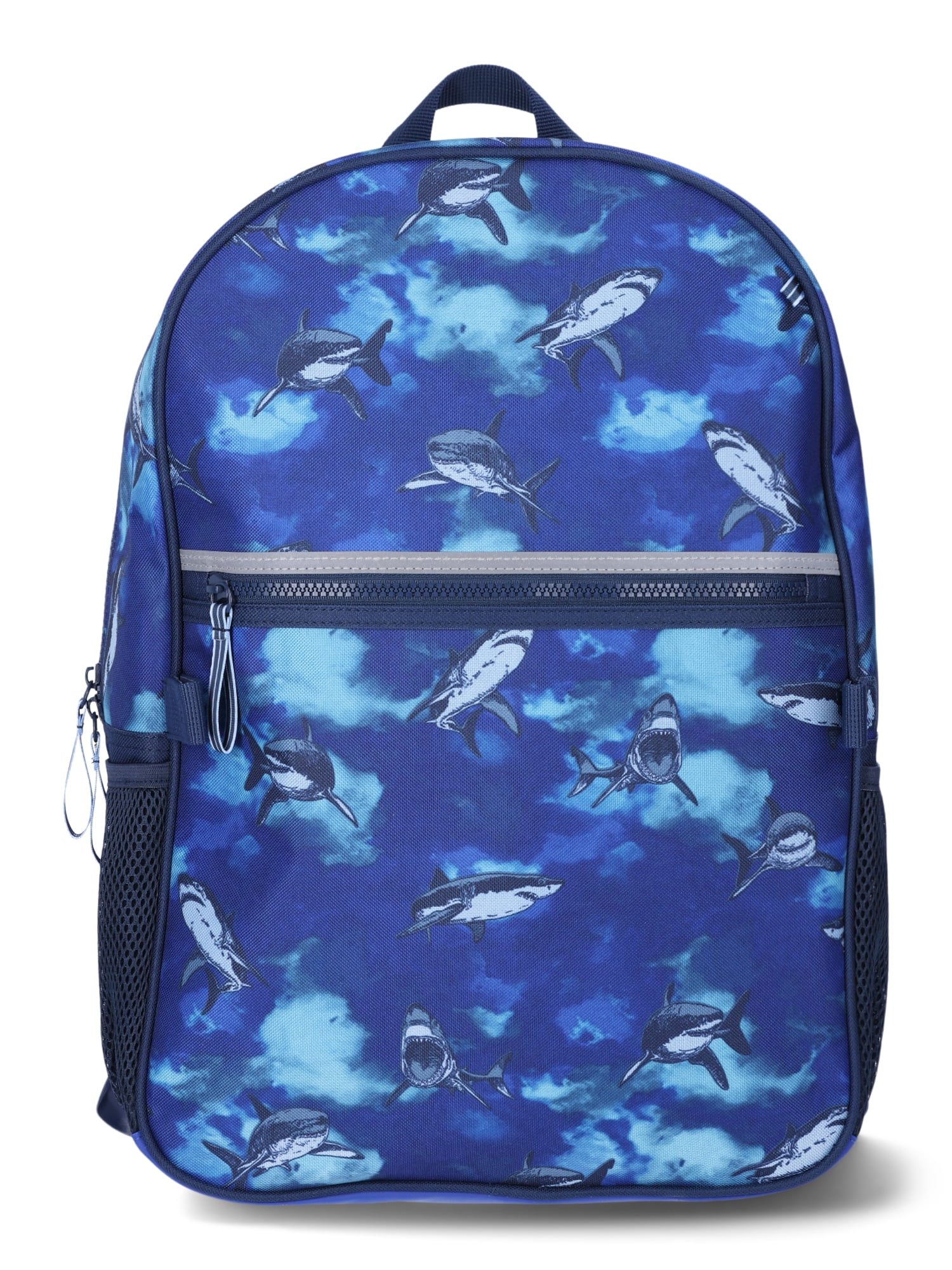 Wonder Nation Kids 17" Shark Laptop Backpack and Lunch Bag 5-Piece Set, Blue Cove
