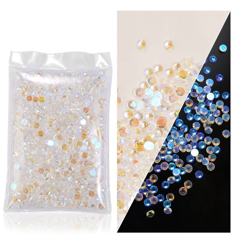 Feildoo 1440 Pieces Flat Crystal Rhinestone Glue Fixed Round Stones Glass  Nails Diamonds For Crafts Nails Clothes Shoes Bags Diy Art,Gray 