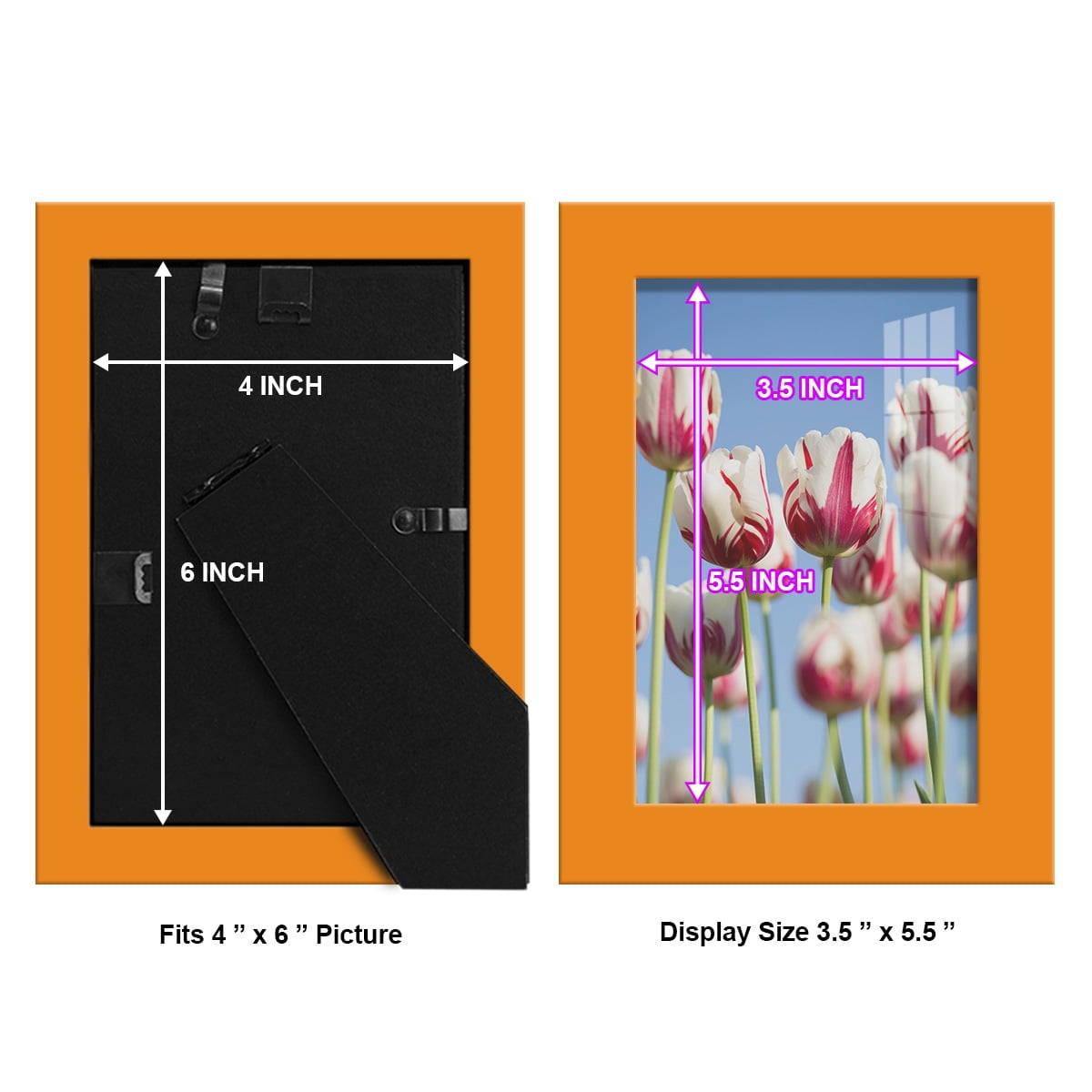 Modern 4 in. x 6 in. Orange Picture Frame (Set of 4)