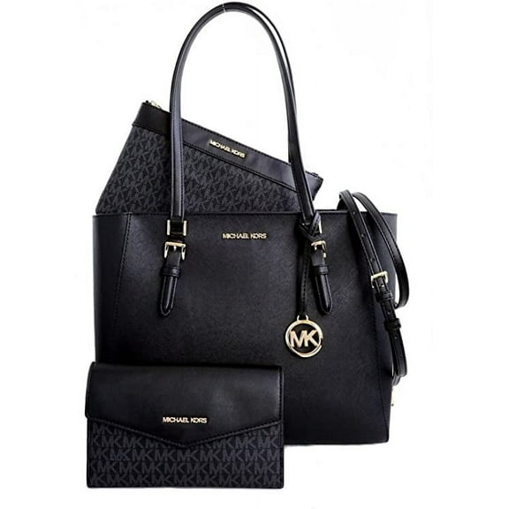 Michael Kors Charlotte Large 3 in 1 Tote Large Crossbody Handbag, Black, 3 Piece