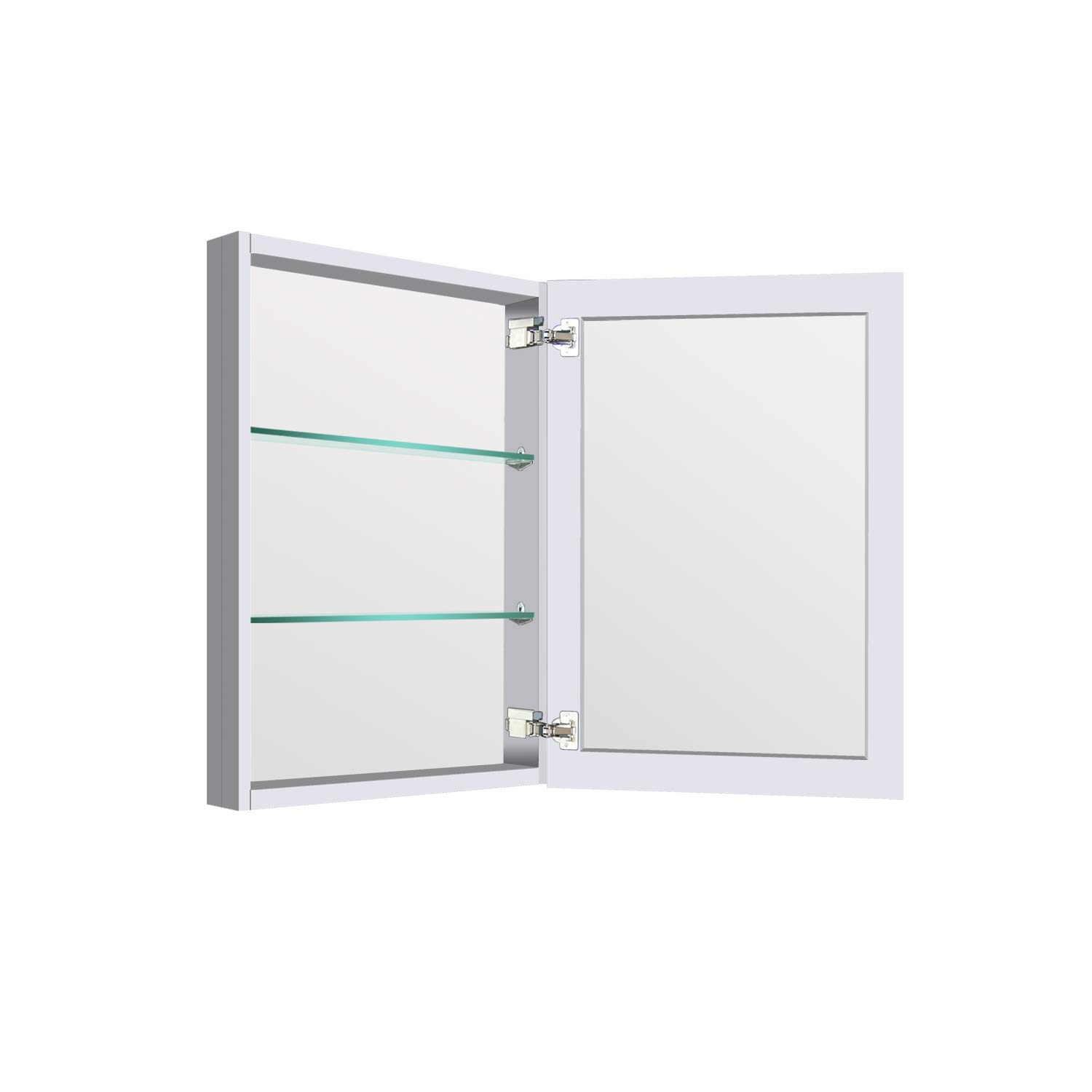 Taimei, Bathroom Mirror Cabinet, Stainless Steel, Aluminum, Glass, Mirrored, Polystyrene, 16" W x20" H x 4.5/8 D, Satin