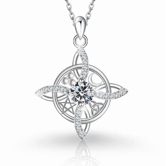 Mystical Birthstone Witches Knot Necklace, Natural Crystal Witch Knot Pendant Necklace, Pagan Wiccan Jewelry for Protection.