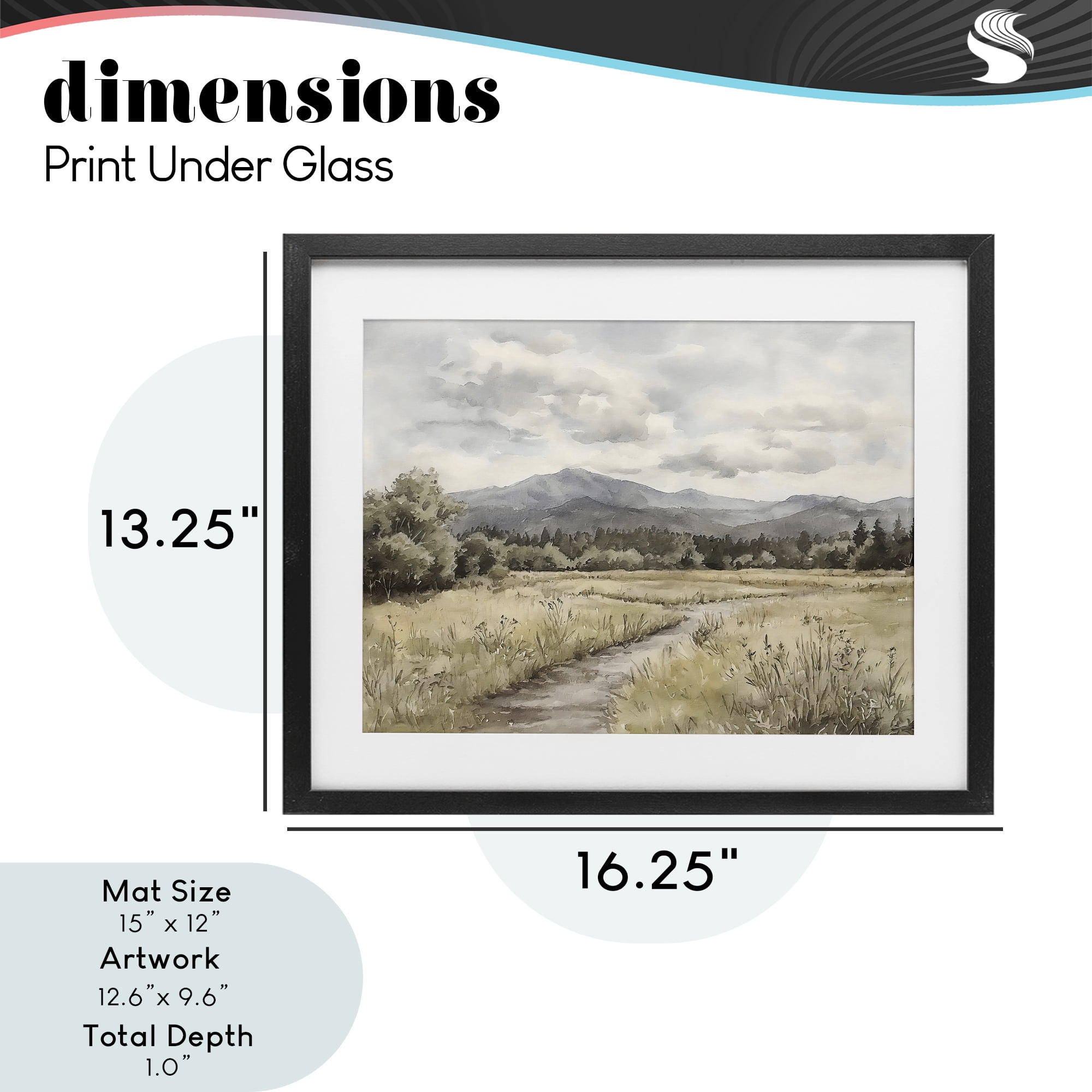 Stupell Industries Muted Pathway to Mountains Black Framed Print Under Glass, design by Riley B