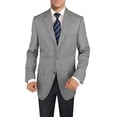 thumbnail image 2 of Mens Side-vent 3-piece Gray Stripe Wool Trim Fit Suit DTI, 2 of 6