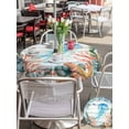 thumbnail image 4 of Outdoor Tablecloth with Umbrella Hole and Zipper, Jellyfish Coastal Round Table Cloth 54 Inch Waterproof Tablecloth, Summer Nautical Starfish Coral Grey Wooden Picnic Table Cover for Patio Camping, 4 of 7
