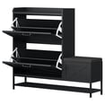 thumbnail image 2 of ModFusion Padded Shoe Bench with Hidden Storage for Entryway, Hallway, Black, 2 of 9