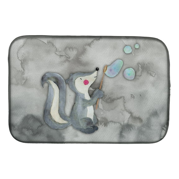 Skunk and Bubbles Watercolor Dish Drying Mat