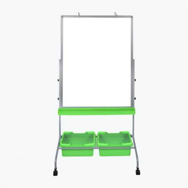 Support de Tableau de Classe avec Bacs de Rangement, Gris & Vert