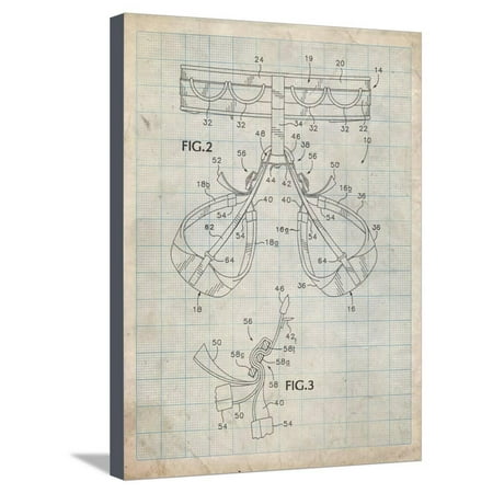 PP297-Antique Grid Parchment Rock Climbing Harness Patent Poster Stretched Canvas Print Wall Art By Cole