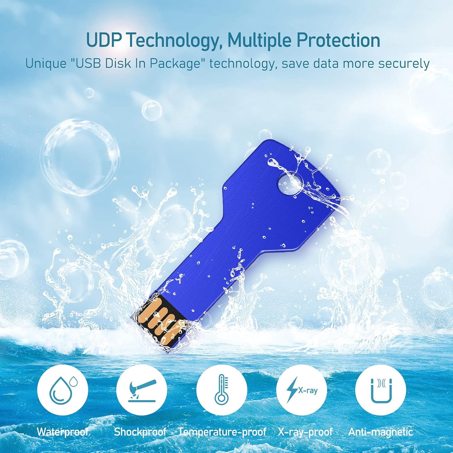 32GB USB2.0 Flash Drive 10 Pack, Color Flash Drive Key Shape Metal Thumb Drive(32GB* 5 Mixed Colors)
