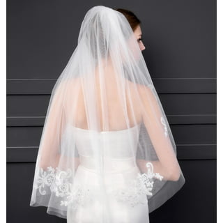 Fashion Cheap Wedding Veils With Lace Appliqued Edge 2.5M Long