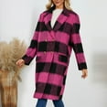 thumbnail image 6 of Fashion Winter Plaid Jackets for Womens Oversize Casual Trundown Collar Outwear Coat Long Sleeve Pockets Plaid, 6 of 9