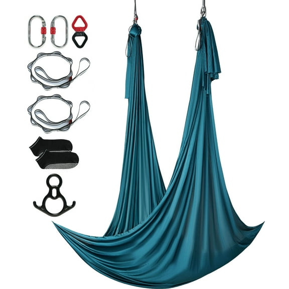 KFFKFF Aerial Fabric & Suspension Yoga Swing, 33 Feet, Aerial Yoga Hammock Set with 100gsm Nylon Material, Comprehensive Rigging Equipment & Simple Installation Manual, Zero Gravity Exercise, Green