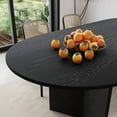 thumbnail image 2 of MAYEERTY 67" Rustic Dining Table Mid-Century Oval Wood Kitchen Table for 6 People, Black, 2 of 10