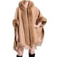 thumbnail image 2 of Wancir Poncho Hooded Shawl Wrap Women Cape Winter Faux Fur Trim Coat Sleeveless Cardigan Dressy Cloak for Party, 2 of 3