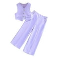 thumbnail image 3 of Delliss Girl's Sleeveless Button Suit Vest Matching Wide Leg Elastic Waist Pant Set 3-10 Years, 3 of 8