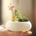 thumbnail image 3 of 1Pc Mini Ceramic Planter Cartoon Giraffe Flowerpot Succulent Planting Container Bonsai Accessory for Home Office, 3 of 8