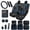 American Flag Wolf, variant on Yuyamidu Camo Hunting Wood Automotive Seat Cover Set Car Floor Mat Steering Wheel Cover Center Console Armrest Pad Safety Belt Pad Cup Coasters Keychains Lipstick Holder 17 PCS Car Interior Decor