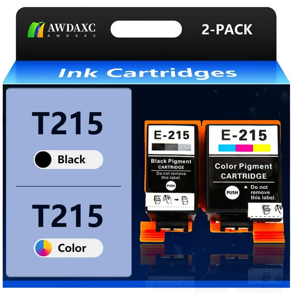 AWDAXC Compatible ink cartridges for EPSON T2151 / T2160 / 215,Suitable for Inkjet Printers WorkForce WF100 Printers, 1-Black 1-Color,（Black x 250 Pages，Color x 200 Pages）