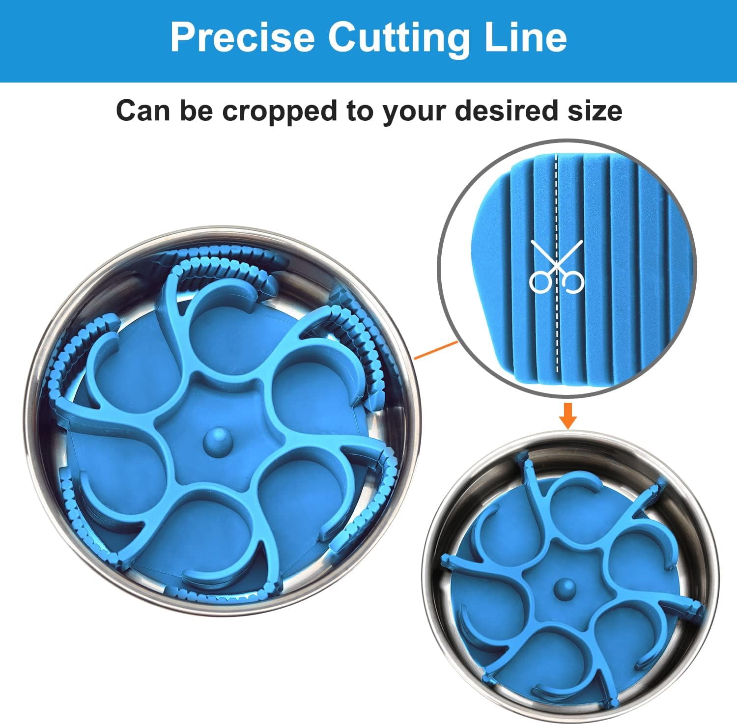 Dog Slow Feeder Bowls Silicone Spiral Pet Food Feeder Insert to Slow Down Eating for Large Medium Small Breed Dogs Perfect with Stainless Steel Glass Ceramic Pet Bowls (Blue)