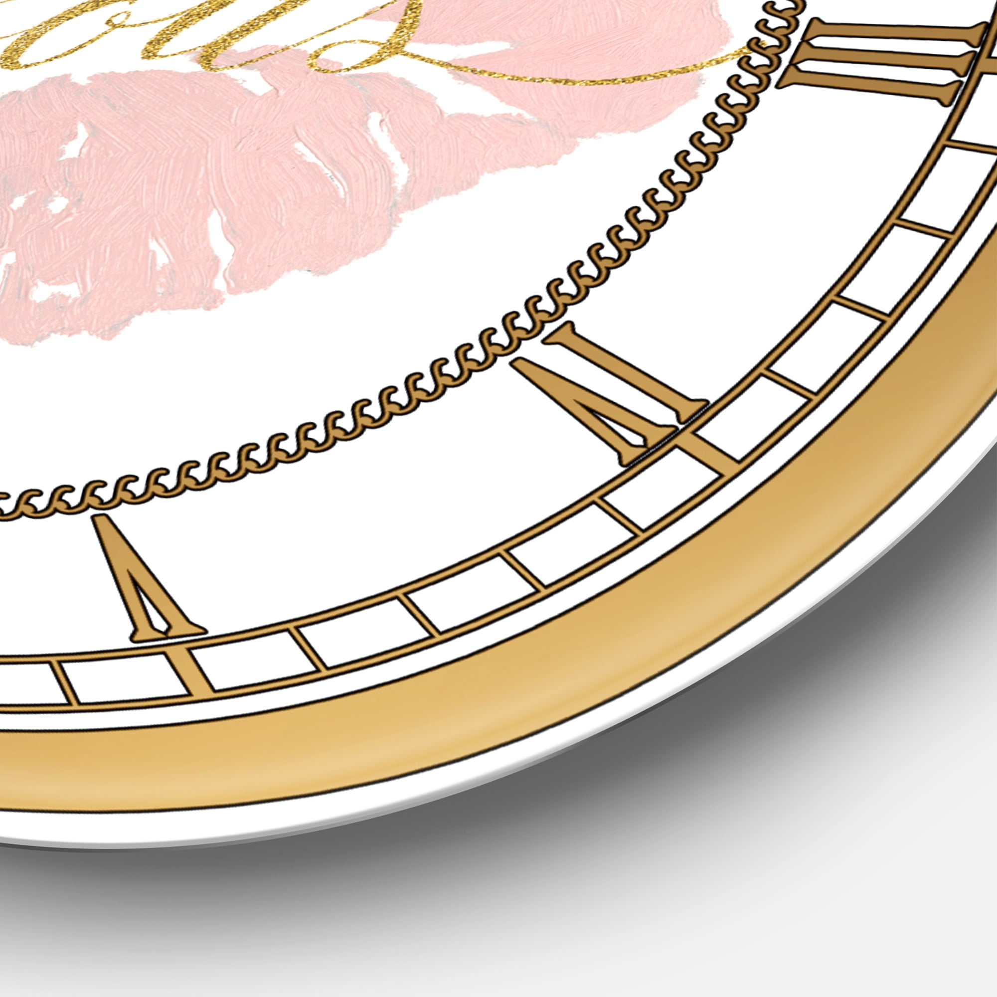 Designart 'fashion Glam Lips on Gold II' Glam wall clock
