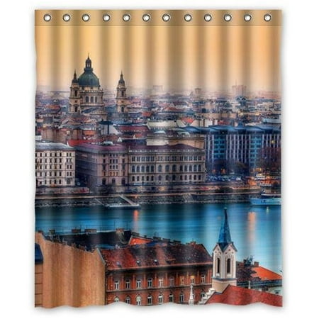Hungarian Water - MOHome Beautiful View Budapest Hungary Shower Curtain Waterproof Polyester Fabric Shower Curtain Size 60x72 inches