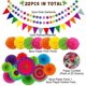 thumbnail image 2 of Juego de decoración de fiesta de 22 paquetes con abanicos de papel colgantes, flores de pompones, banderines triangulares, guirnaldas, lunares y confeti de papel para nacimiento, 2 of 4