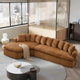 thumbnail image 2 of Bonuoke 127" Curved Sectional Sofa, L-Shape Modular Cloud Couch with 10 Pillows, 4-Seater High-Resilience Foam Upholstered Couches, No Assembly Required, Brown, 2 of 8